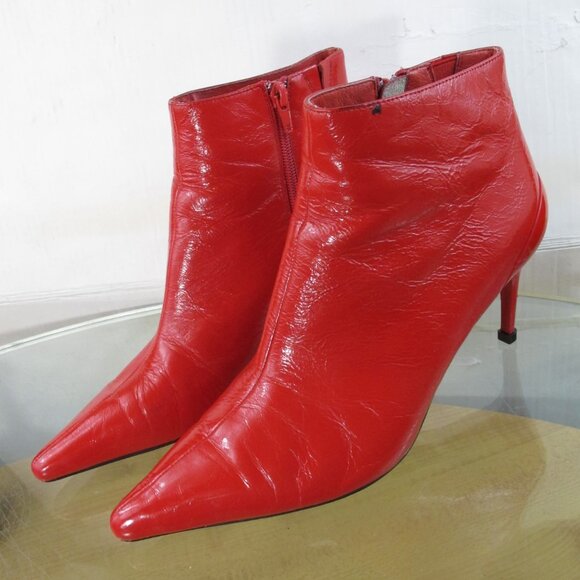 Jeffery Campbell Women's Stiletto Ankle Booties Red Patent Leather Size 8 - Picture 3 of 9